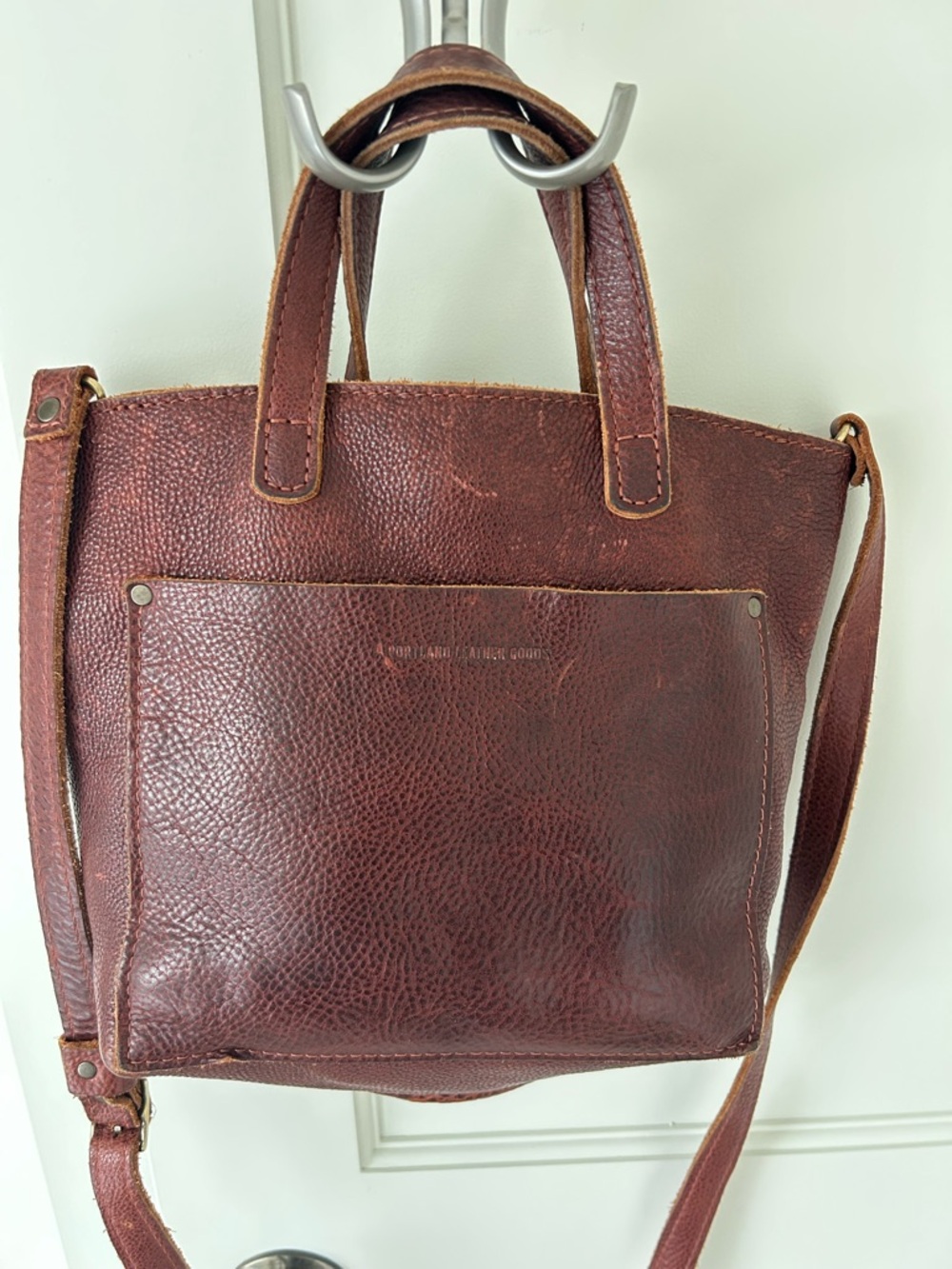 Portland Leather Goods mini crossbody tote in nutmeg